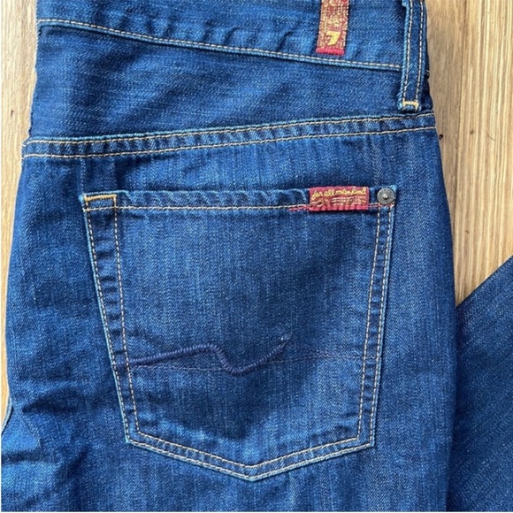 7 for All Mankind Straight Leg Standard Jeans Dark Wash 33 Waist EUC - Picture 4 of 9